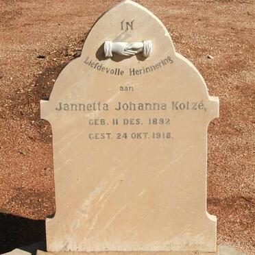 KOTZÉ Jannetta Johanna 1892-1918