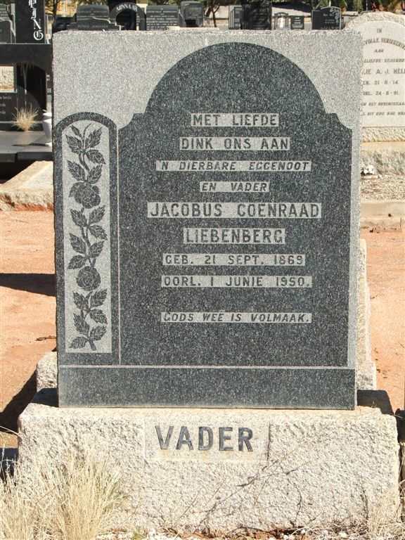 LIEBENBERG Jacobus Coenraad 1869-1950