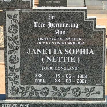 LIEBENBERG Janetta Sophia nee LONGLAND 1909-2001
