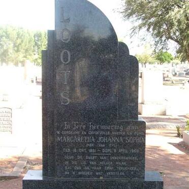 LOOTS Margaretha Johanna Sophia nee VAN ZYL 1881-1956