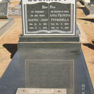 LUCKHOFF Austin John 1891-1975 &amp; Anna Francina Petronella 1899-1985 :: LOUW Vera nee LUCKHOFF 1924-1994
