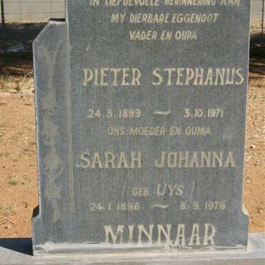 MINNAAR Pieter Stephanus 1899-1971 &amp; Sarah Johanna UYS 1896-1976