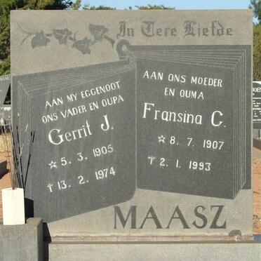 MAASZ Gerrit J. 1905-1974 &amp; Francina C. 1907-1993