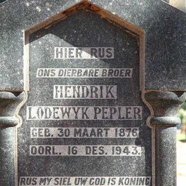 PEPLER Hendrik Lodewyk 1876-1943