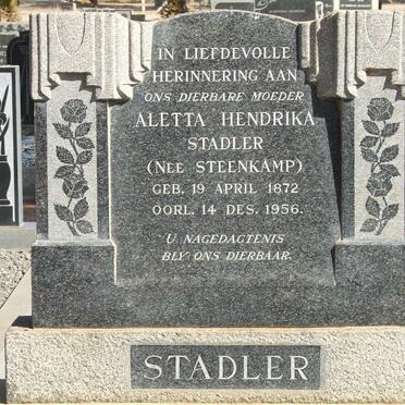 STADLER Aletta Hendrika nee STEENKAMP 1872-1956