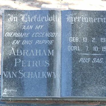 SCHALKWYK Abraham Petrus, van 1928-1969