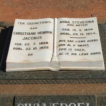 SWANEPOEL Christiaan Hendrik Jacobus 1869-1952 &amp; Anna Stevesina MEYER 1874-1954