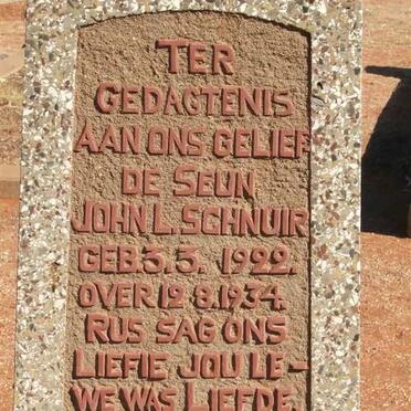 SCHNUIR John L. 1922-1934