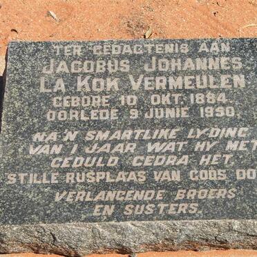 VERMEULEN Jacobus Johannes La Kok 1884-1950