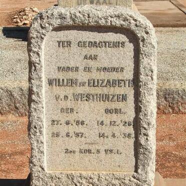 WESTHUIZEN Willem, v.d. 1856-1926 &amp; Elizabeth 1857-1938