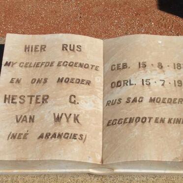 WYK Hester G., van nee ARANGIES 1884-1949