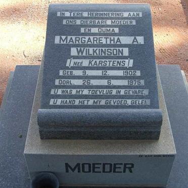 WILKINSON Margaretha A. nee KARSTENS 1902-1975