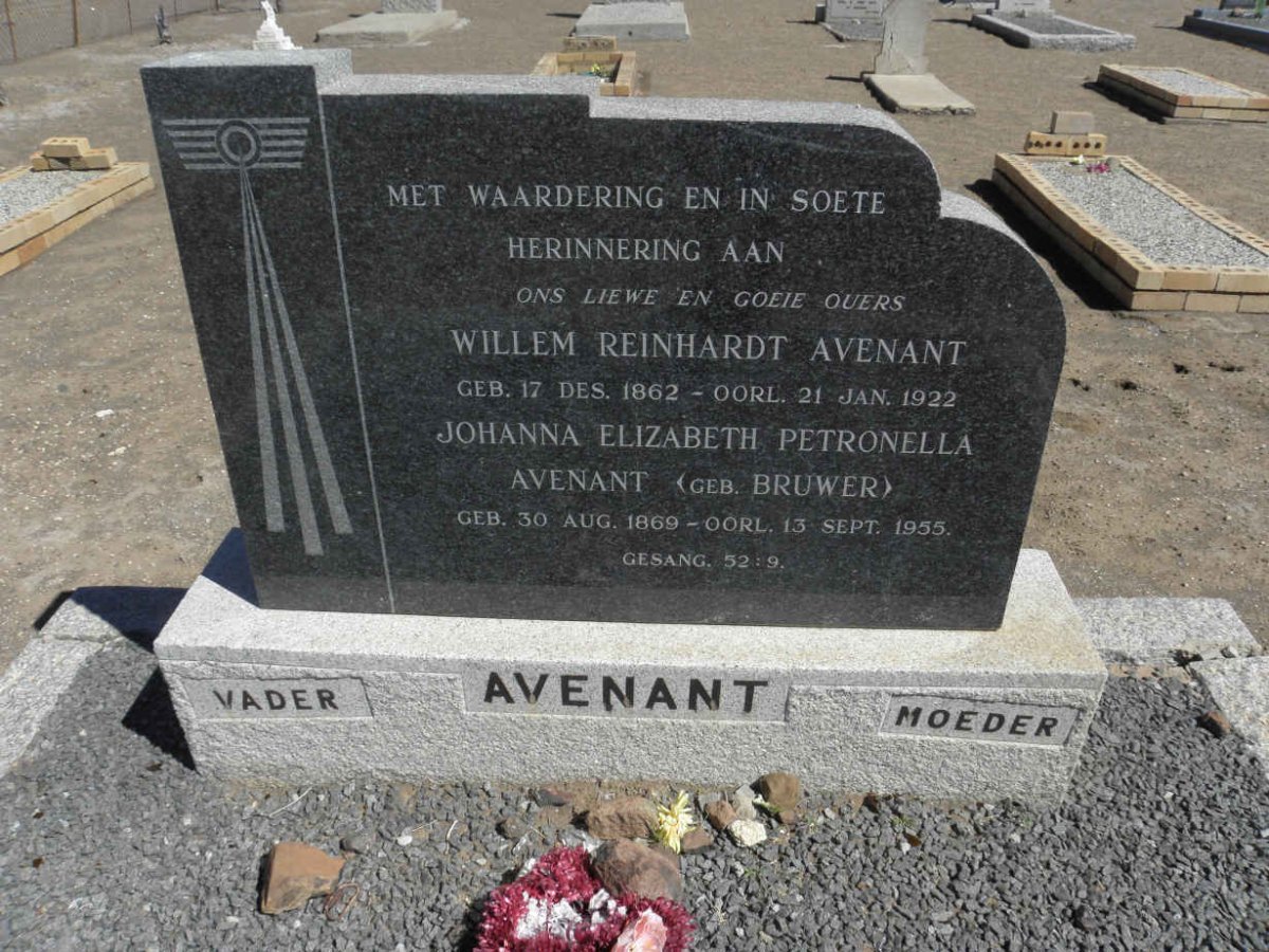 AVENANT Willem Reinhardt 1862-1922 & Johanna Elizabeth Petronella BRUWER 1869-1955