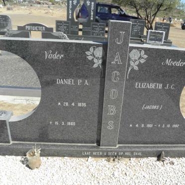JACOBS Daniel P.A. 1895-1960 &amp; Elizabeth J.C. JACOBS 1901-1982