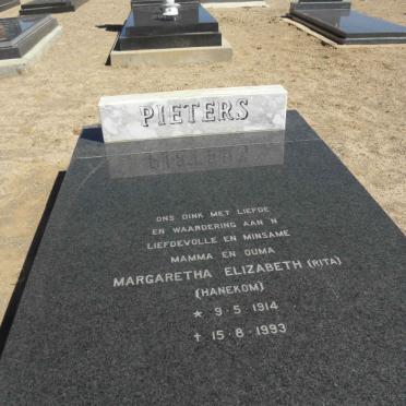 PIETERS Margaretha Elizabeth nee HANEKOM 1914-1993