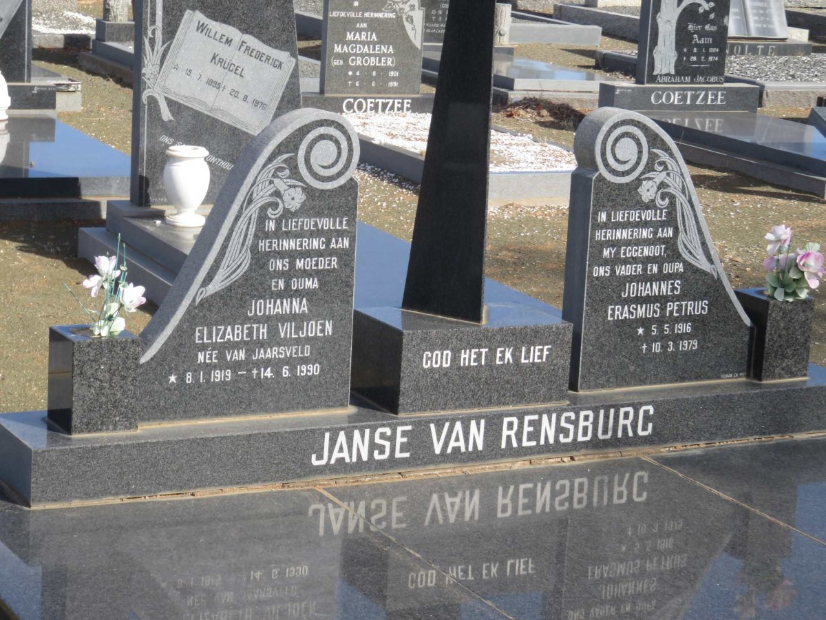 RENSBURG Johannes Erasmus Petrus, Janse van 1916-1979 & Johanna Elizabeth Viljoen VAN JAARSVELD 1919-1990