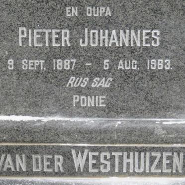 WESTHUIZEN Pieter Johannes, van der 1887-1963