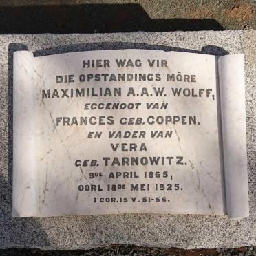 WOLFF Maximilian A.A.W. 1865-1925