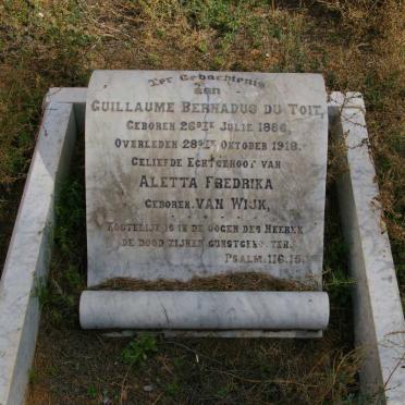 TOIT Guillaume Bernadus, du 1886-1918