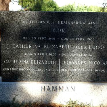 HAMMAN Dirk 1846-1908 & Catherina Elizabeth 1853-1894 :: HAMMAN Johannes Nicolaas 1852-1903 :: HAMMAN Catherine Elizabeth 1887-1905