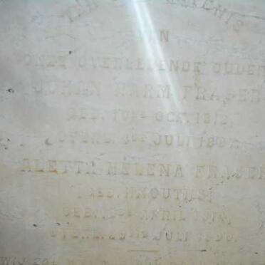 FRASER Johan Harm 1812-1897 &amp; Aletta Helena KNOUTHS 1814-1890