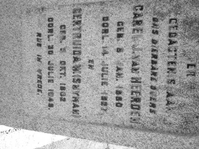 HEERDEN Carel J., van 1880-1927 & Gertruida W. SNYMAN 1882-1948