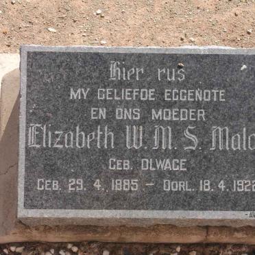 MALAN Elizabeth W.M.S. nee OLWAGE 1885-1922
