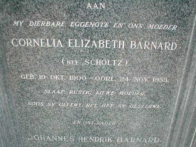 BARNARD Johannes Hendrik & Cornelia Elizabeth SCHOLTZ 1900-1955