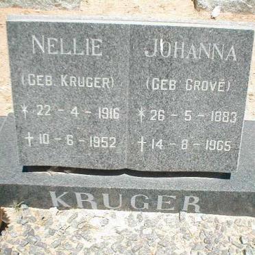 KRUGER Nellie nee KRUGER 1916-1952 :: KRUGER Johanna nee GROVÉ 1883-1965
