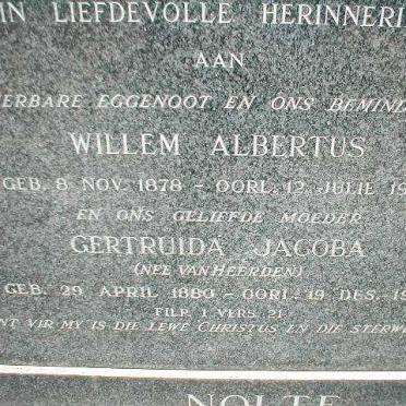 NOLTE Willem Albertus 1878-1957 &amp; Getruida Jacoba VAN HEERDEN  1880-1958