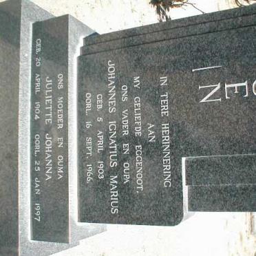 VILJOEN Johannes Ignatius Marius 1903-1966 &amp; Juliette Johanna 1904-1997