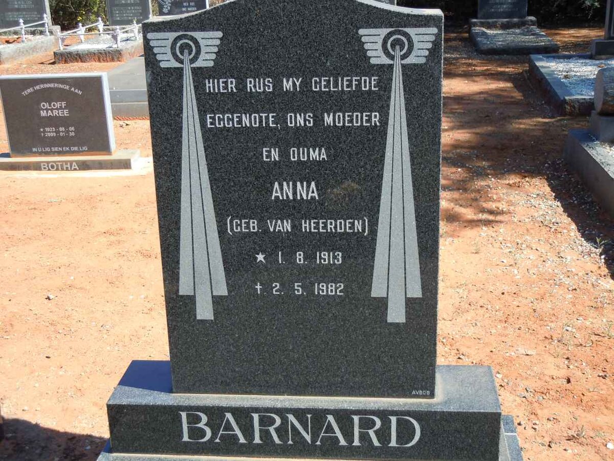 BARNARD Anna nee VAN HEERDEN 1913-1982