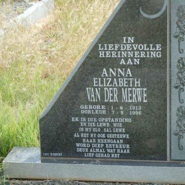 MERWE Anna Elizabeth, van der 1913-1996