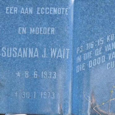 WAIT Susanna J. 1933-1973
