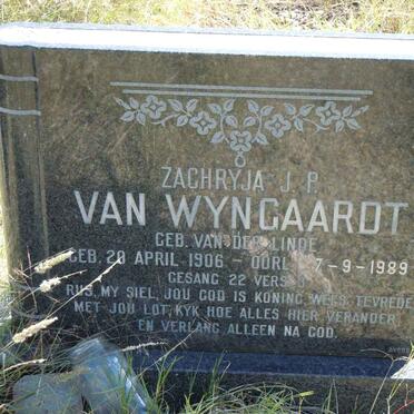 WYNGAARDT Zachryja J.P. nee VAN DER LINDE 1906-1989