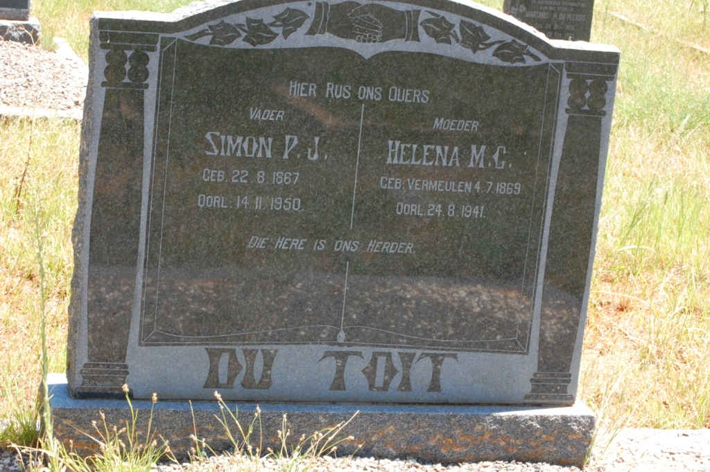 TOIT Simon P.J., du 1867-1950 & Helena M.C. VERMEULEN 1869-1941