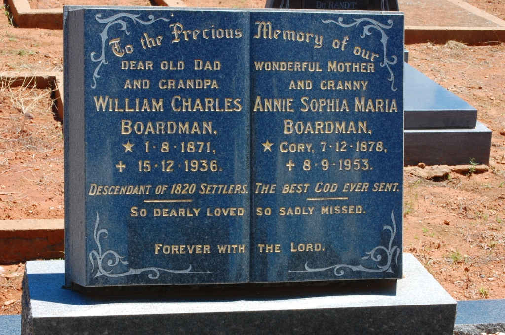 BOARDMAN William Charles 1871-1936 & Annie Sophia Maria CORY 1878-1953