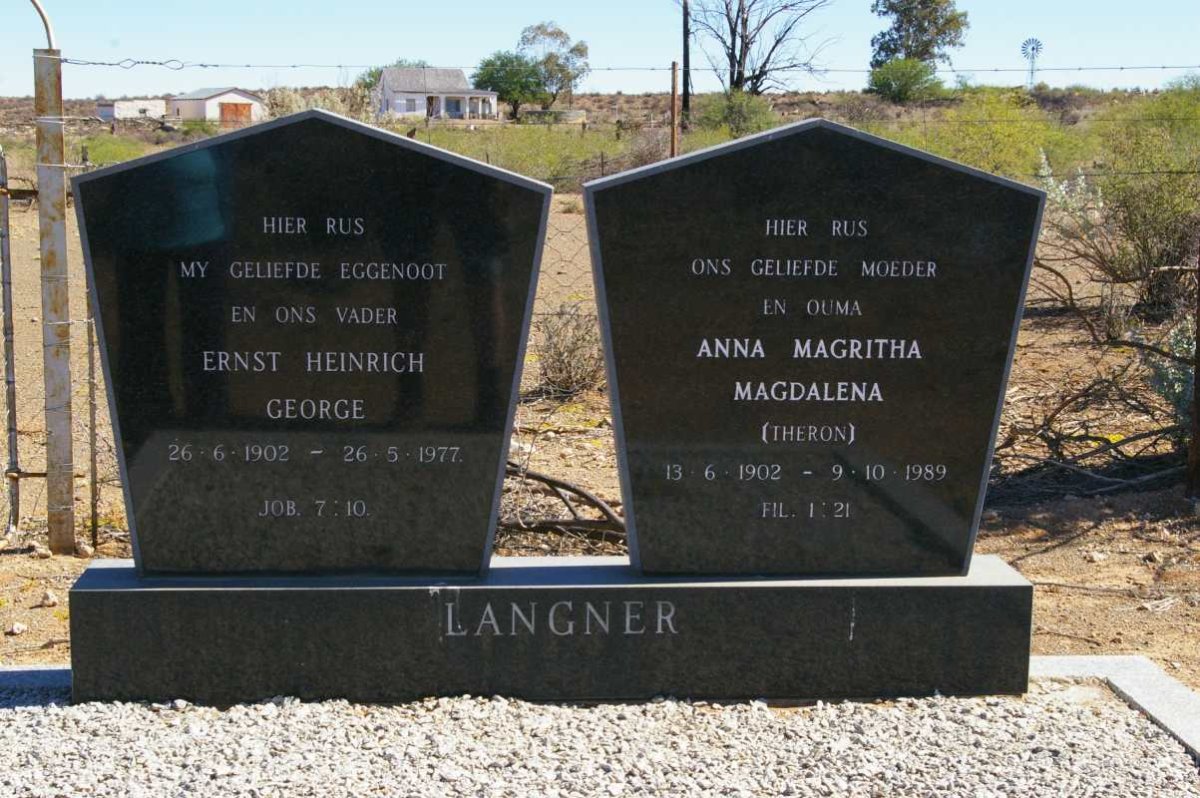 LANGNER Ernst Heinrich George 1902-1977 & Anna Magritha Magdalena THERON 1902-1989