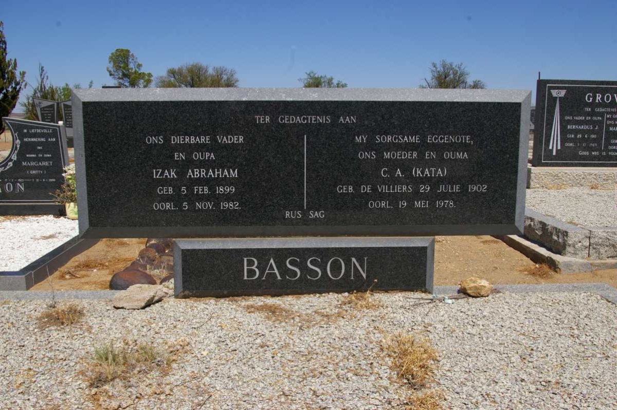 BASSON Izak Abraham 1899-1982 & C.A. DE VILLIERS 1902-1978