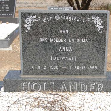 HOLLANDER Anna nee DE WAAL 1900-1989