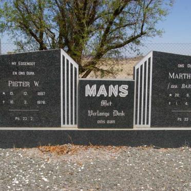 MANS Pieter W. 1897-1976 &amp; Martha E. BARNARD 1905-1985