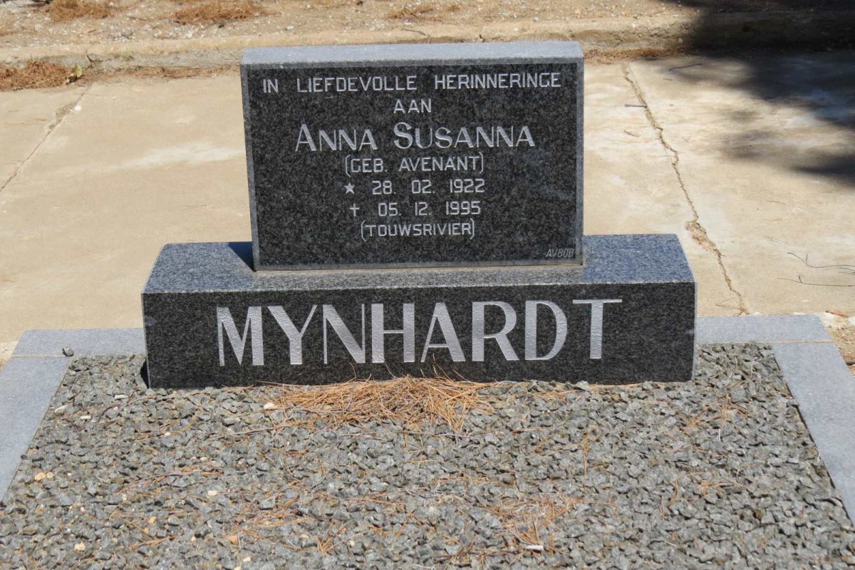 MYNHARDT Anna Susanna nee AVENANT 1922-1995