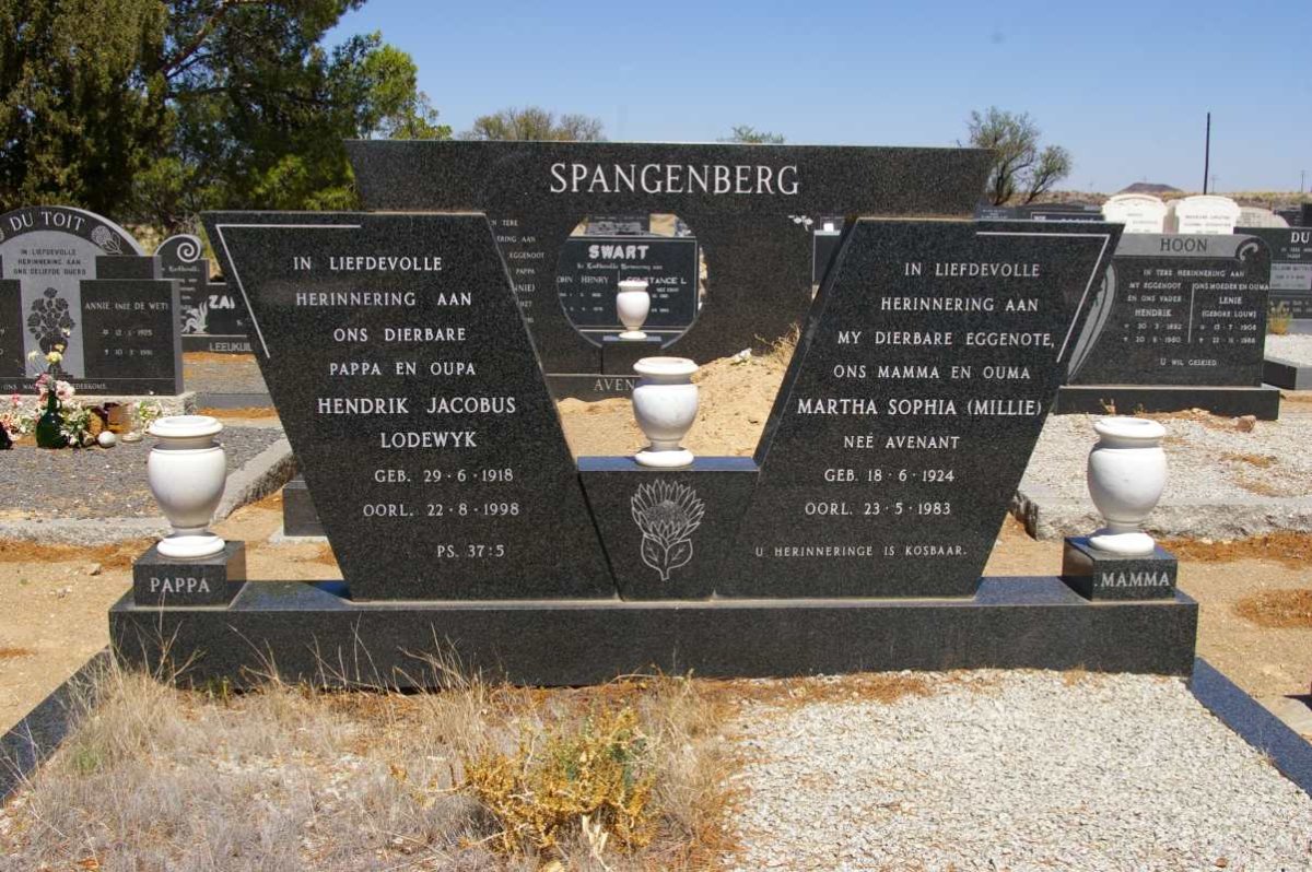 SPANGENBERG Hendrik Jacobus Lodewyk 1918-1998 & Martha Sophia AVENANT 1924-1983