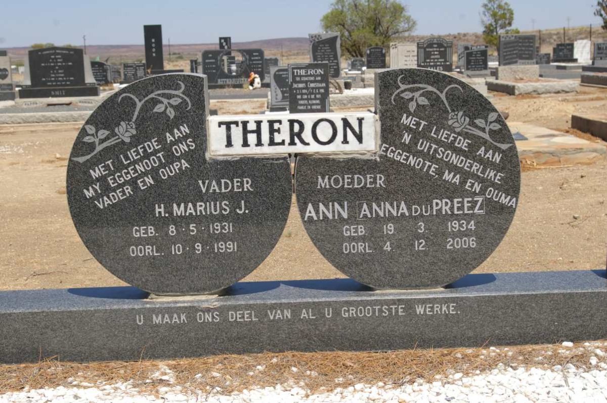 THERON H. Marius J. 1931-1991 & Anna DU PREEZ 1934-2006