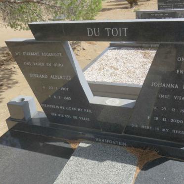 TOIT Sybrand Albertus, du 1907-1985 &amp; Johanna Elizabeth VISAGIE 1912-2000