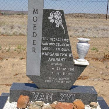 ZYL Margaretha W. Avenant, van nee VIVIERS 1910-1991