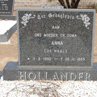 HOLLANDER Anna nee DE WAAL 1900-1989