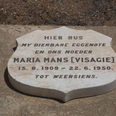 MANS Maria nee VISAGIE 1909-1950