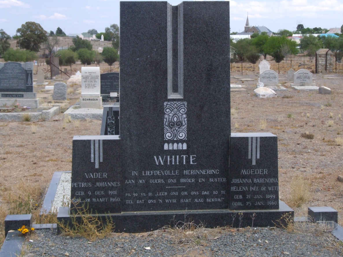 WHITE Petrus Johannes 1901-1960 & Johanna Barendina Helena DE WET 1899-1960