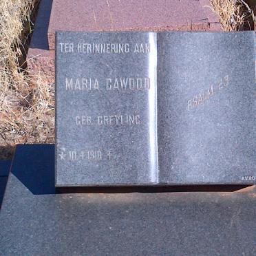 CAWOOD Maria nee GREYLING 1910-